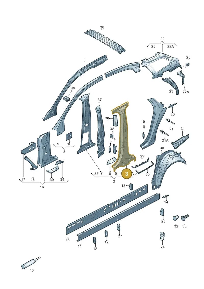 4G0809227A — Audi A6 (2014-2018) diagram 717809100, position 3