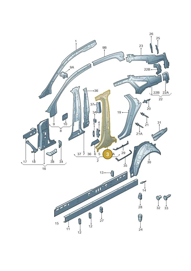 4G0809228A — Audi A6 1.8 (2015-2019) diagram 887809010, position 3