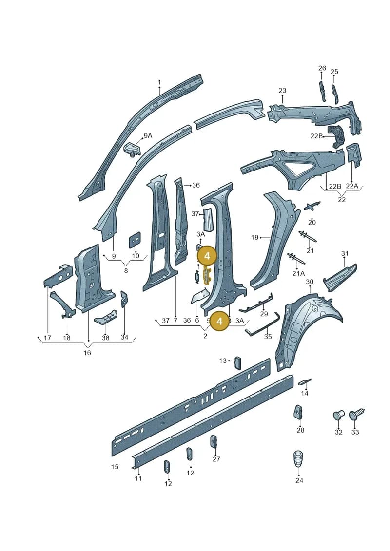 4G0809455 — Audi A6 (2014-2018) diagram 717809000, position 4