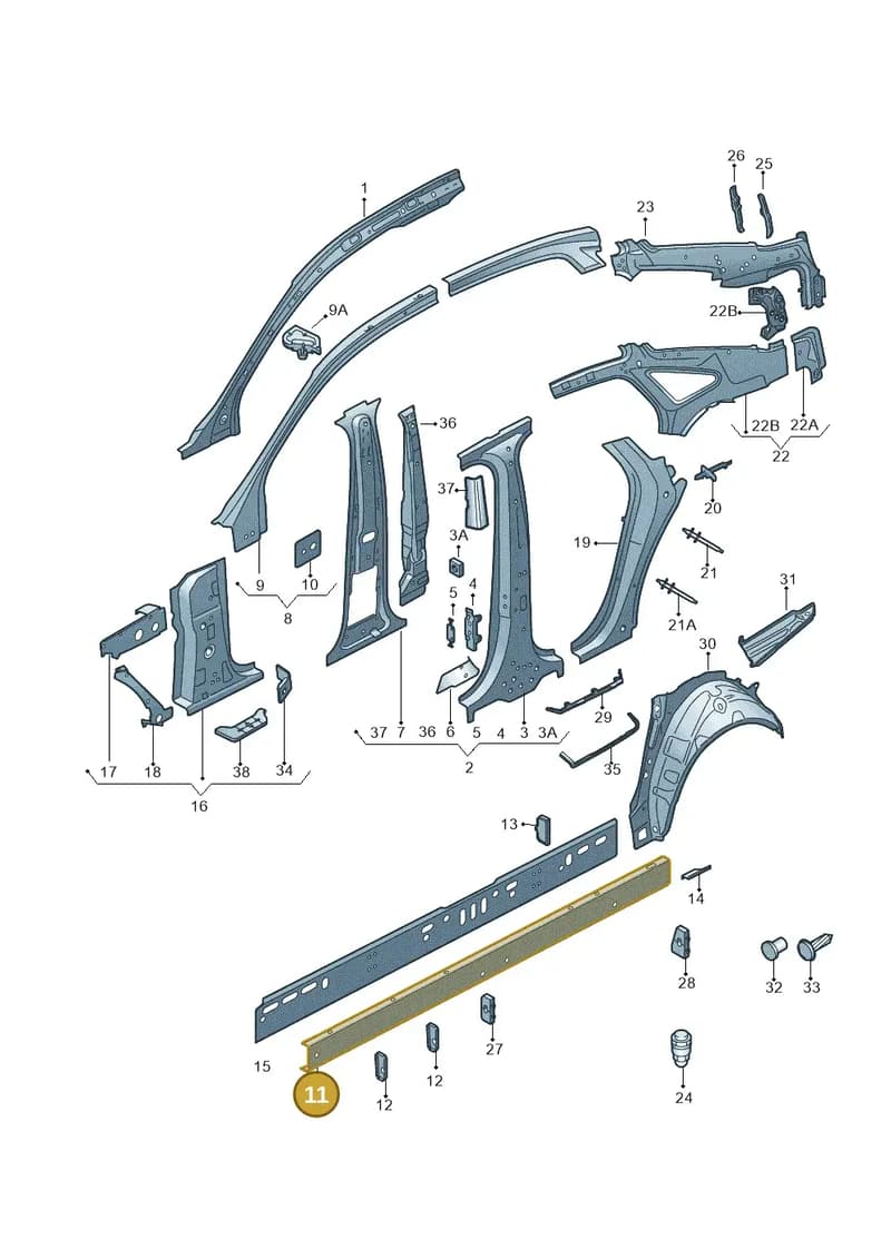 4G0809755A — Audi A6 (2014-2018) diagram 717809000, position 11