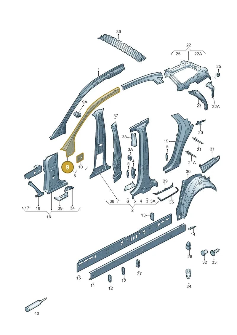 4G0810284B — Audi A6 (2014-2018) diagram 717809100, position 9
