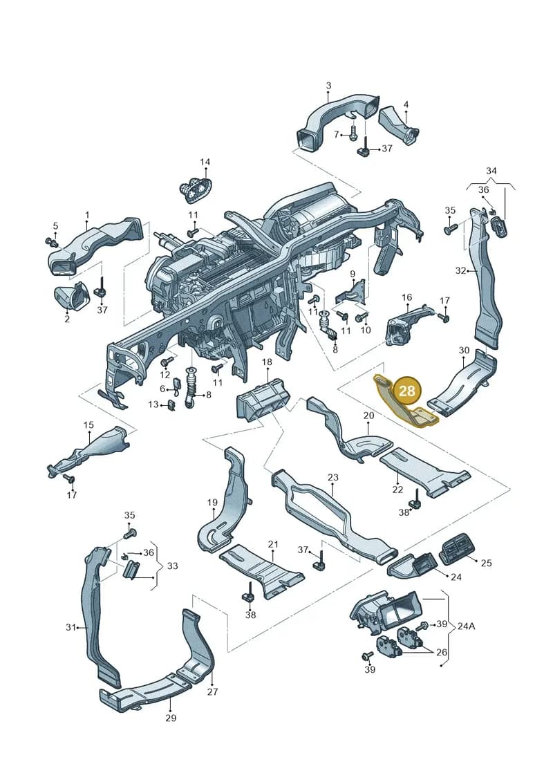 4G0819348B — Audi A7 Sportback (2014-2018) diagram 620819370, position 28