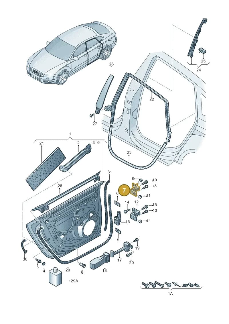 4G0831402 — Audi A7 Sportback (2014-2018) diagram 711833100, position 7