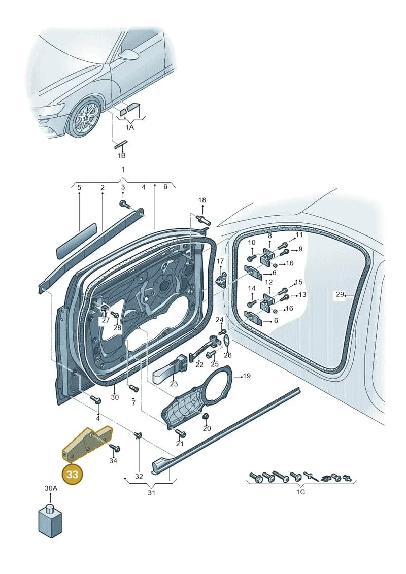 4G0837842A — Audi A6 (2014-2018) diagram 717831100, position 33