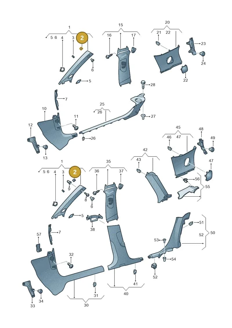 4G0867276 — Audi A3 Sportback (2016-2020) diagram 890867650, position 2
