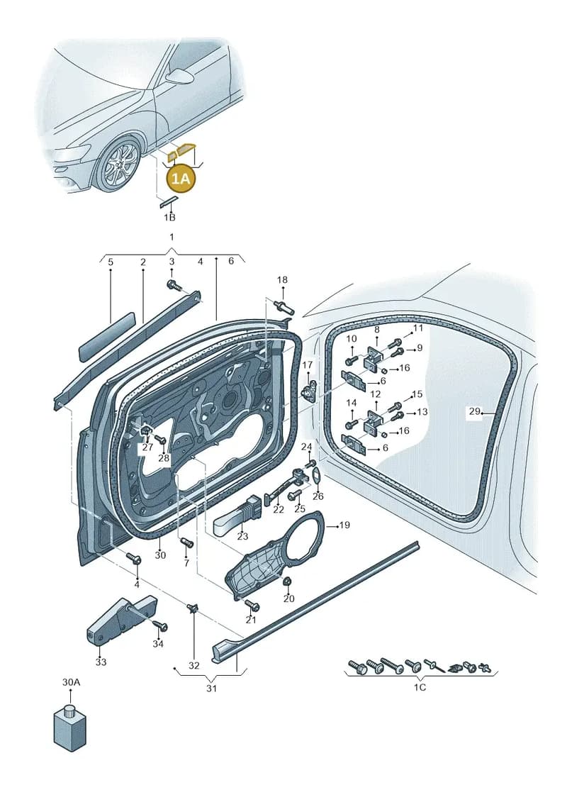 4G0890906A — Audi A6 Avant (2012-2018) diagram 717831100, position 1A