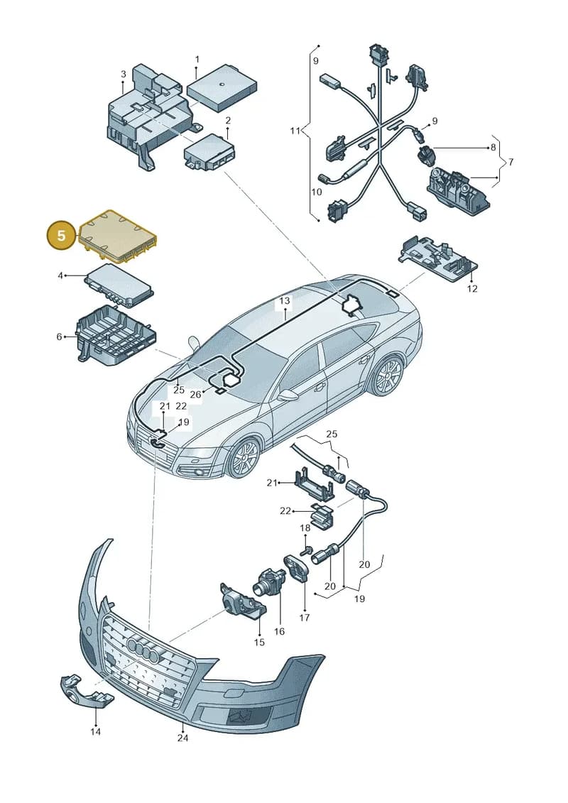 4G0907614 — Audi A7 Sportback (2014-2018) diagram 711907500, position 5
