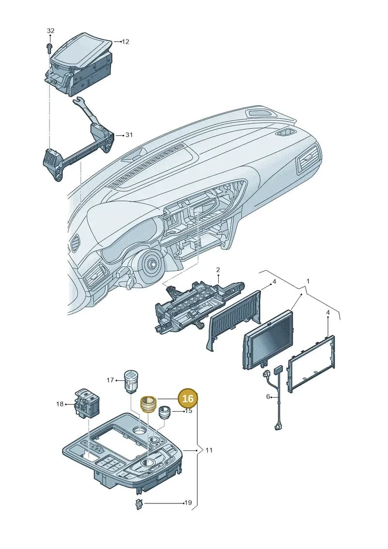 4G0919069 — Audi A7 Sportback (2014-2018) diagram 711919000, position 16