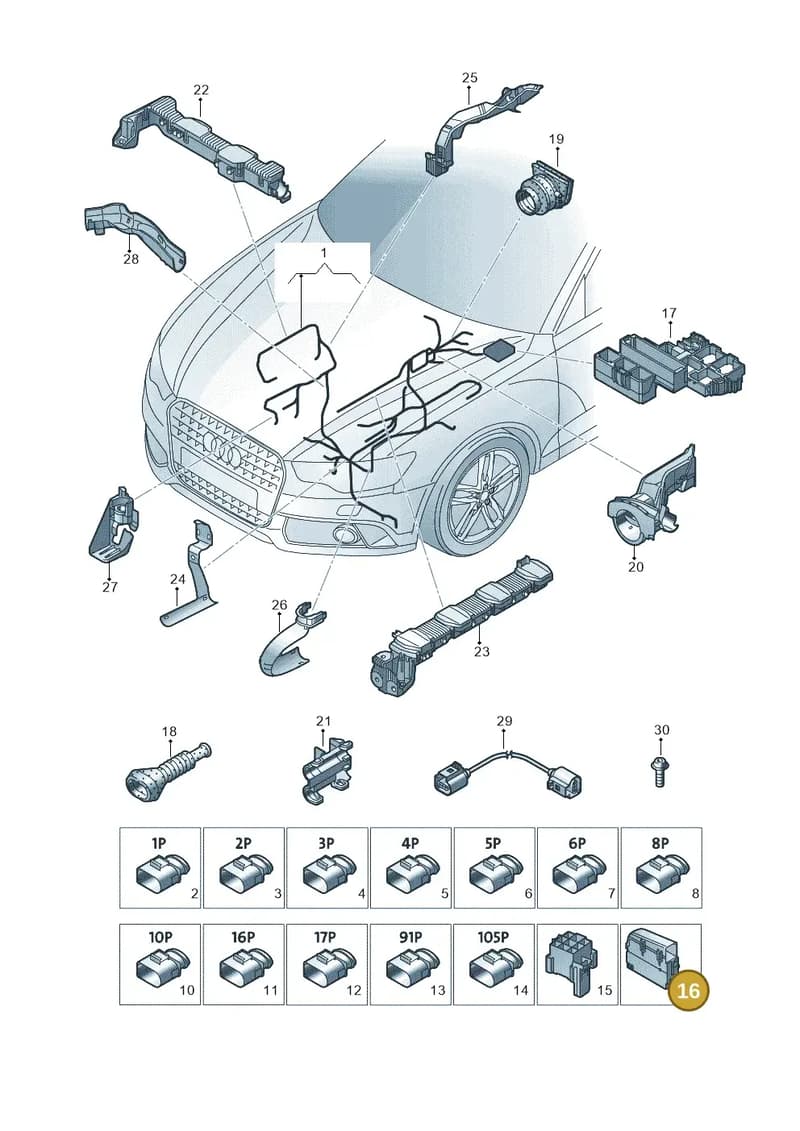 4G0937501 — Audi A7 Sportback (2014-2018) diagram 758971650, position 16
