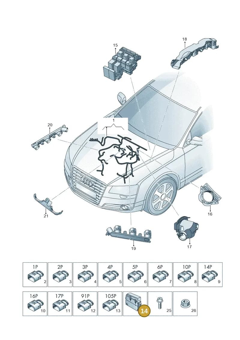 4G0937501 — Audi A7 Sportback (2014-2018) diagram 788971200, position 14