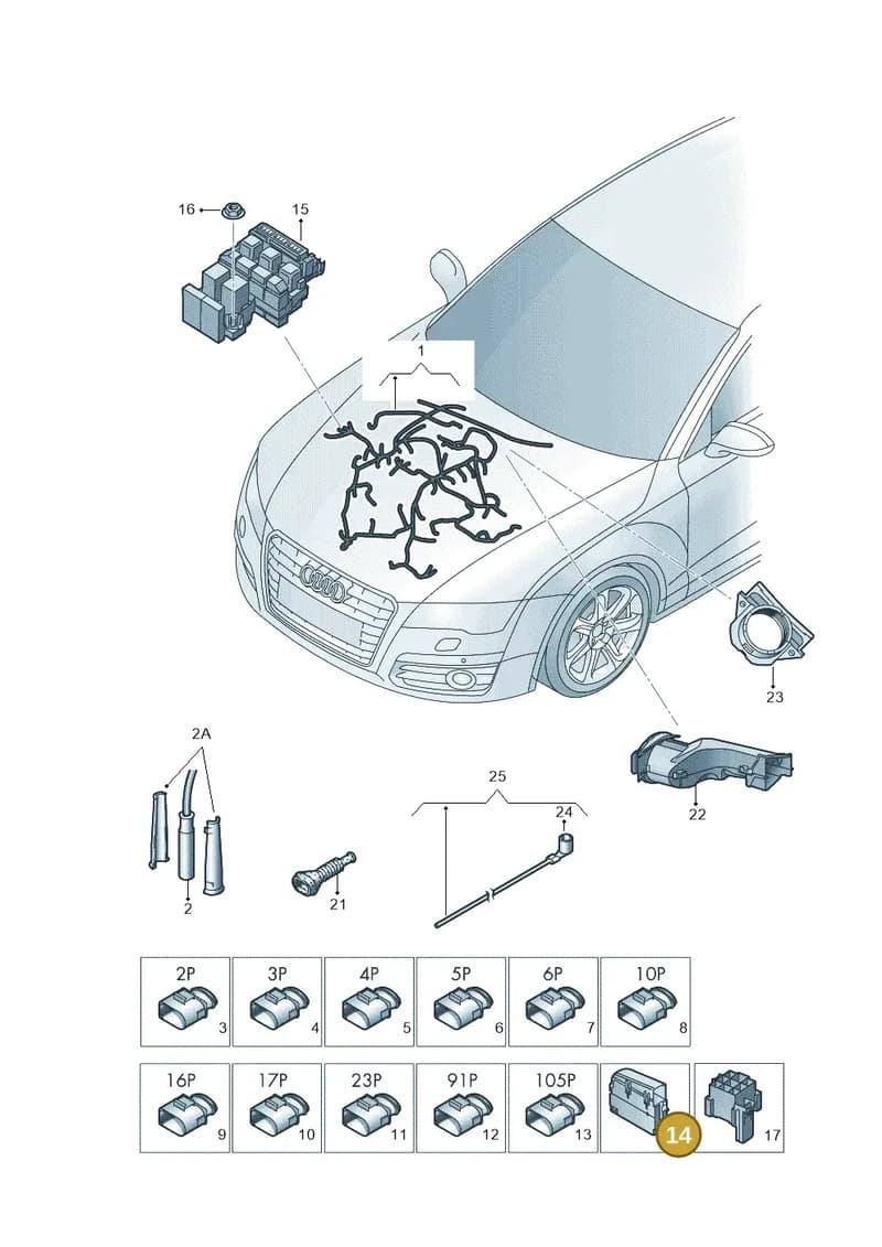 4G0937501 — Audi A7 Sportback (2014-2018) diagram 798971400, position 14