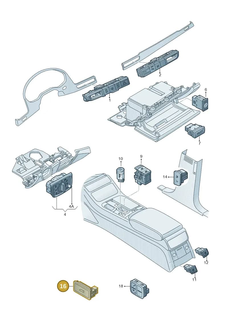 4G0959831A5PR — Audi A8 (2013-2018) diagram 696941500, position 16