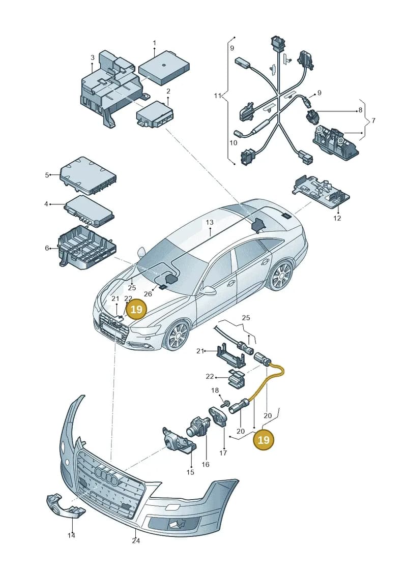 4G0971192A — Audi A6 (2014-2018) diagram 798907500, position 19