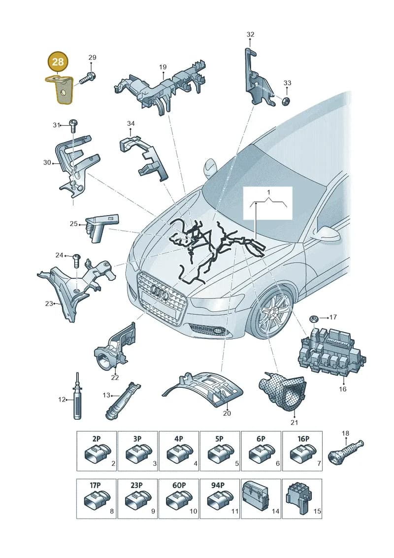 4G0971502AK — Audi A6 (2014-2018) diagram 798971350, position 28