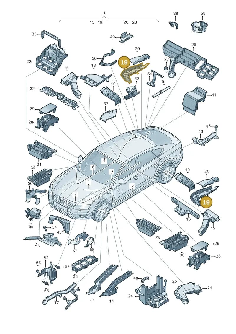 4G0971821B — Audi A7 Sportback (2014-2018) diagram 788971800, position 19