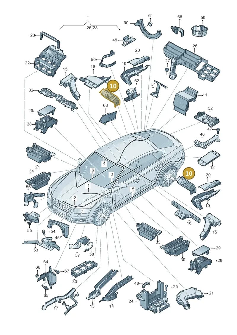 4G0971821F — Audi A6 Avant (2012-2018) diagram 711971800, position 10