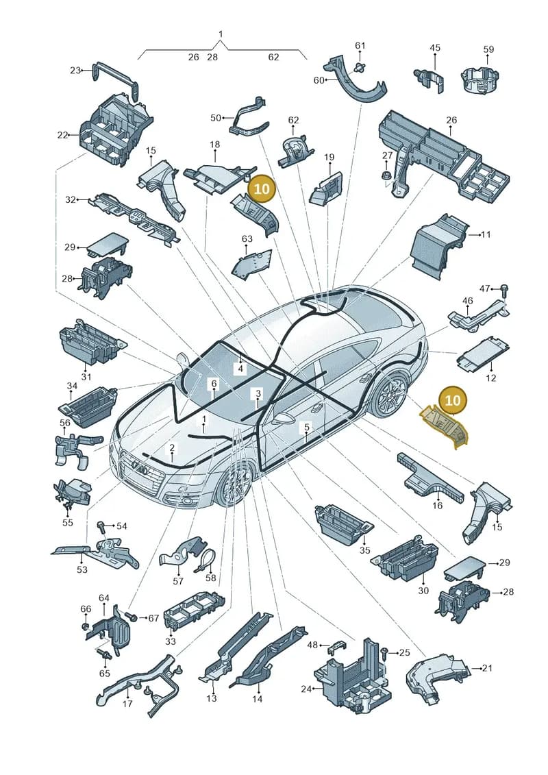 4G0971822F — Audi A6 (2014-2018) diagram 798971800, position 10