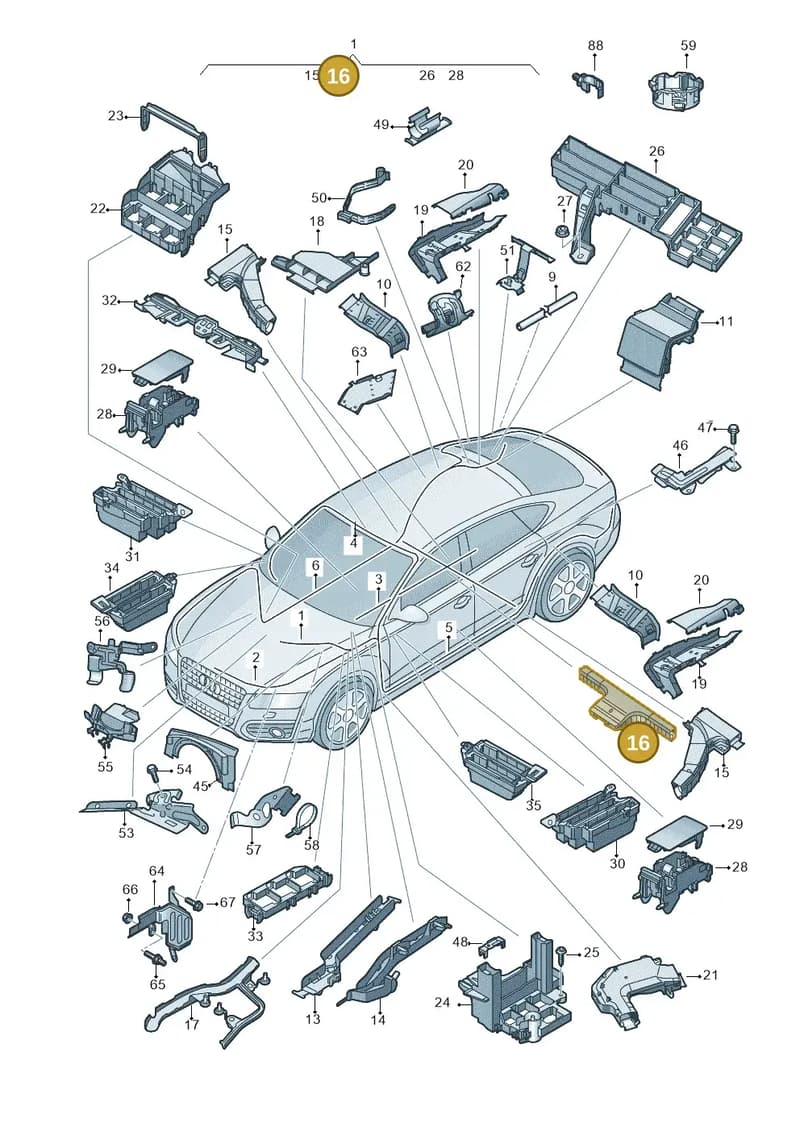 4G0971824BT — Audi A7 Sportback (2014-2018) diagram 788971800, position 16