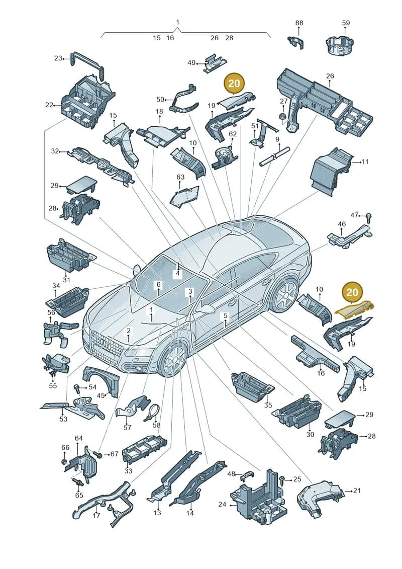 4G0971839 — Audi A7 Sportback (2014-2018) diagram 788971800, position 20