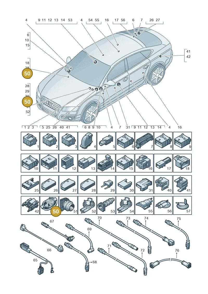 4G0971871D — Audi A7 Sportback (2010-2015) diagram 711971790, position 50