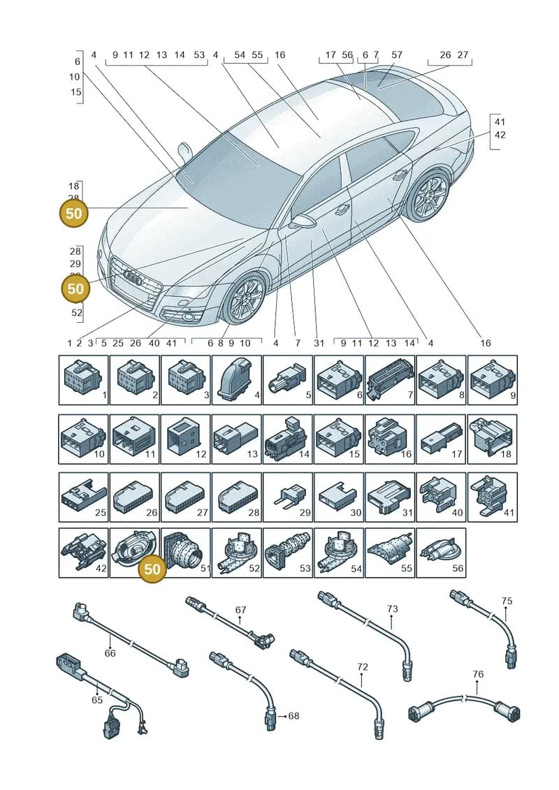 4G0971871D — Audi RS7 Sportback (2013-2018) diagram 765971790, position 50