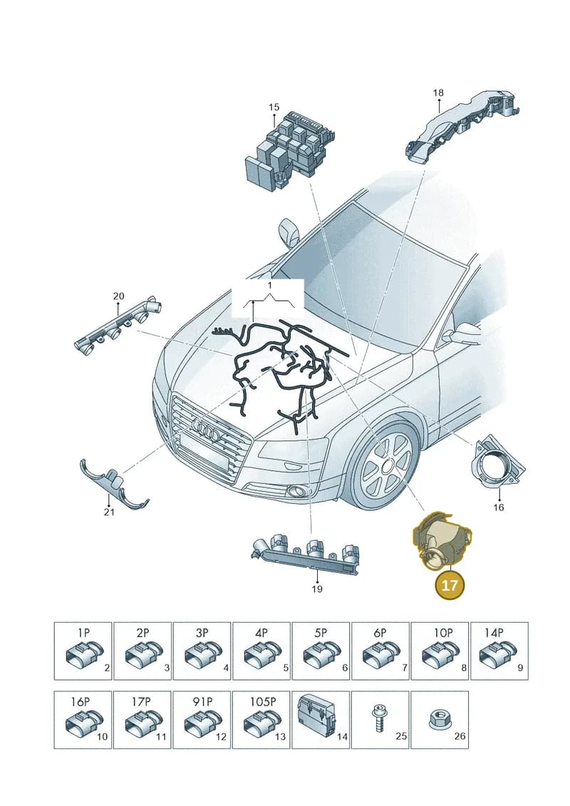 4G0971871N — Audi A7 Sportback (2014-2018) diagram 788971200, position 17