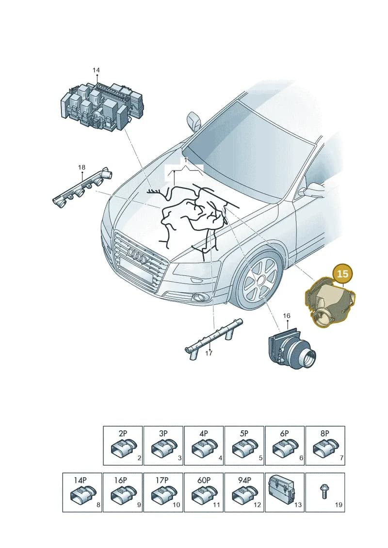 4G0971871N — Audi A7 Sportback (2014-2018) diagram 788971150, position 15