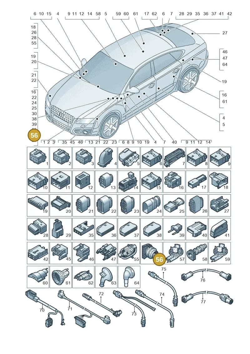 4G0971871T — Audi A7 Sportback (2014-2018) diagram 788971790, position 56