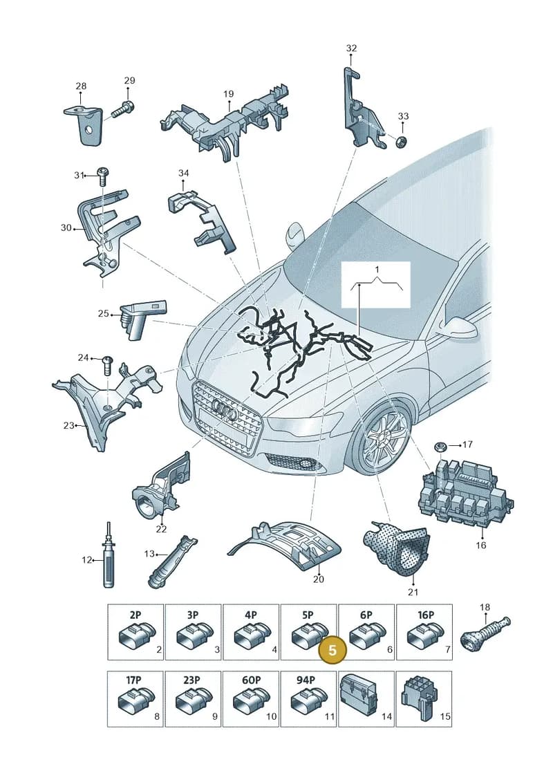 4G0971921E — Audi A6 (2014-2018) diagram 798971350, position 5