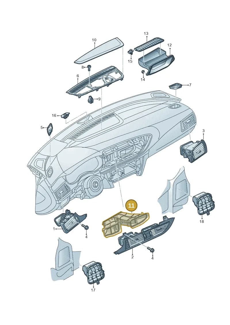 4G1819389A — Audi A7 Sportback (2014-2018) diagram 765819100, position 11