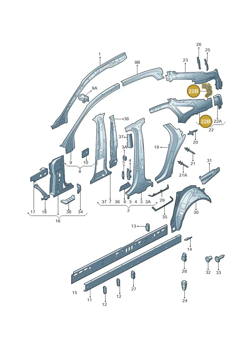 4G5809507 — Audi A6 1.8 (2015-2019) diagram 887809010, position 22B