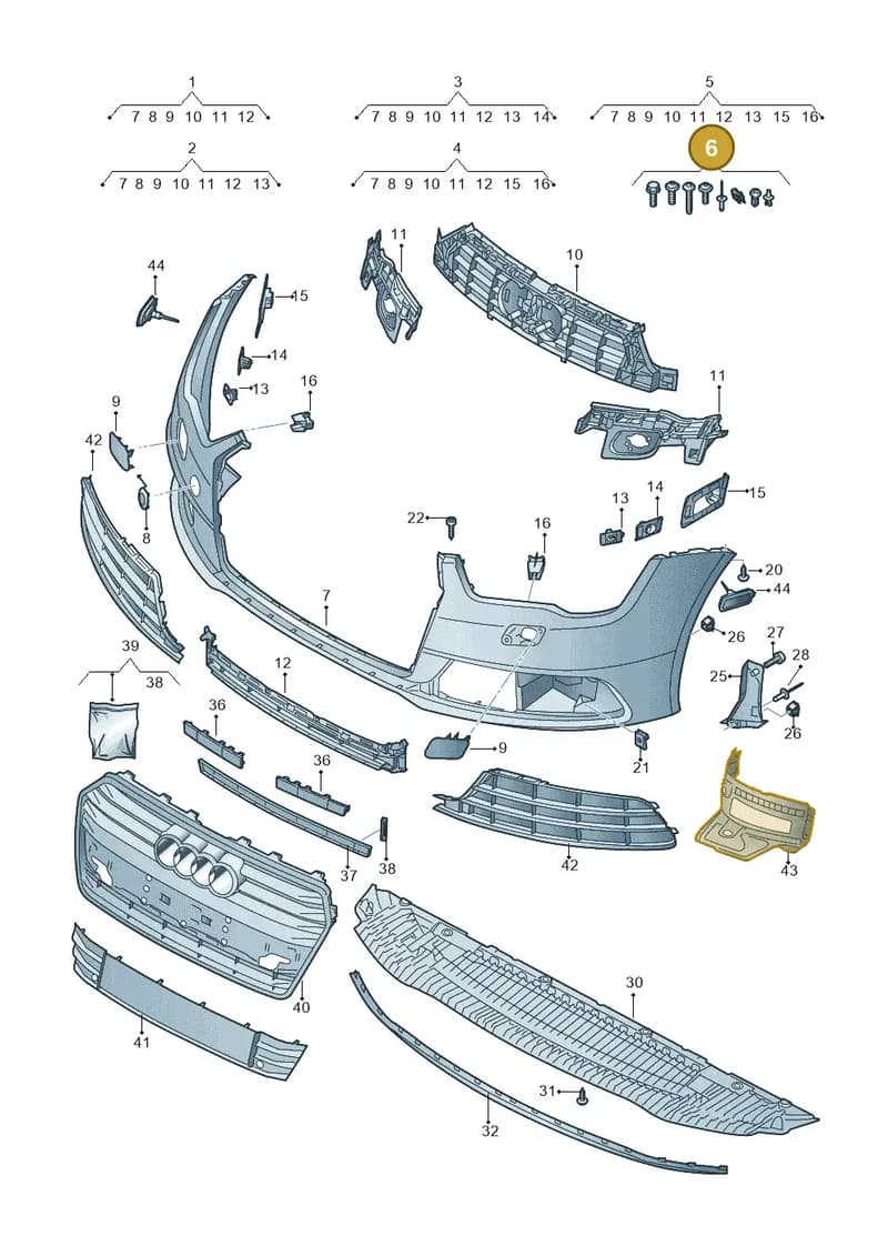 4G8098623 — Audi A7 Sportback (2014-2018) diagram 788807100, position 6