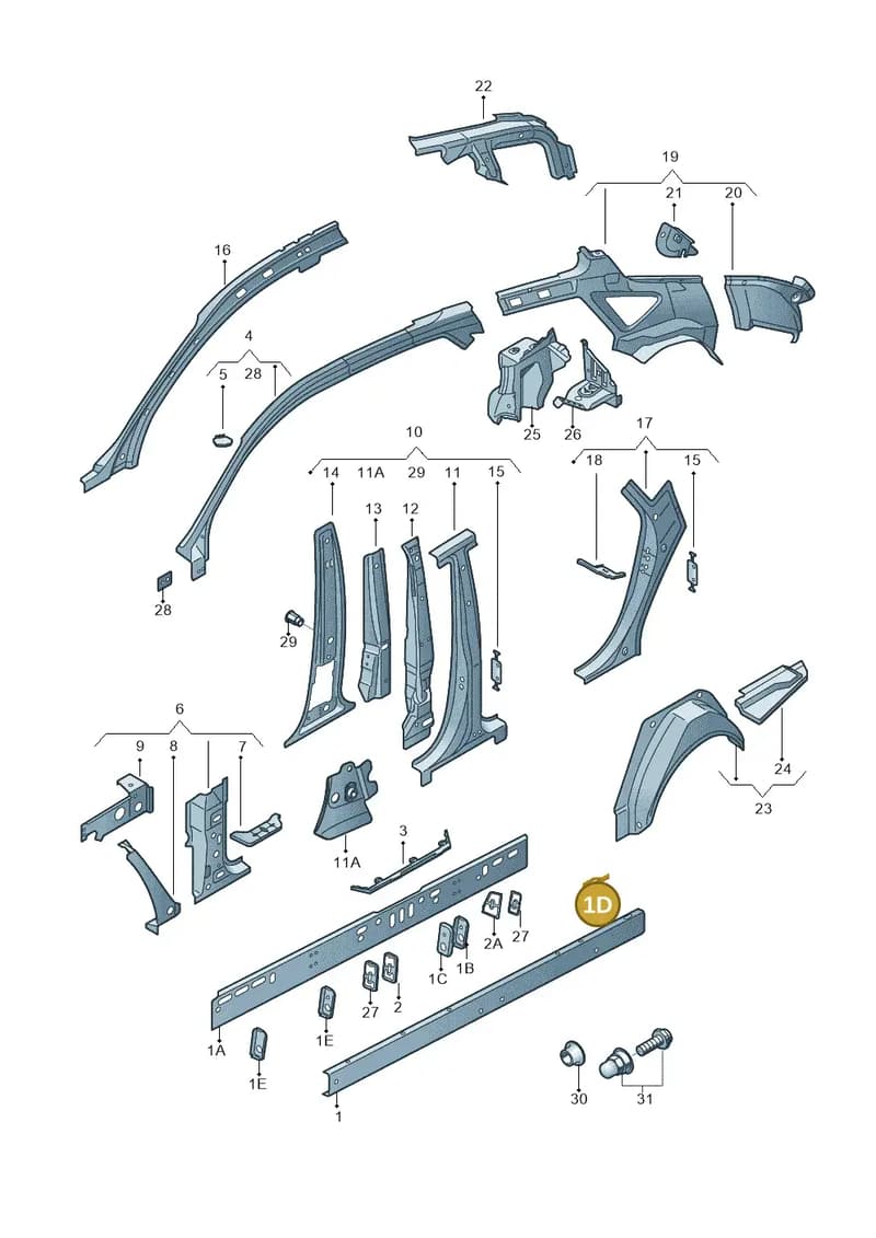 4G8801700 — Audi A7 Sportback (2014-2018) diagram 711809000, position 1D