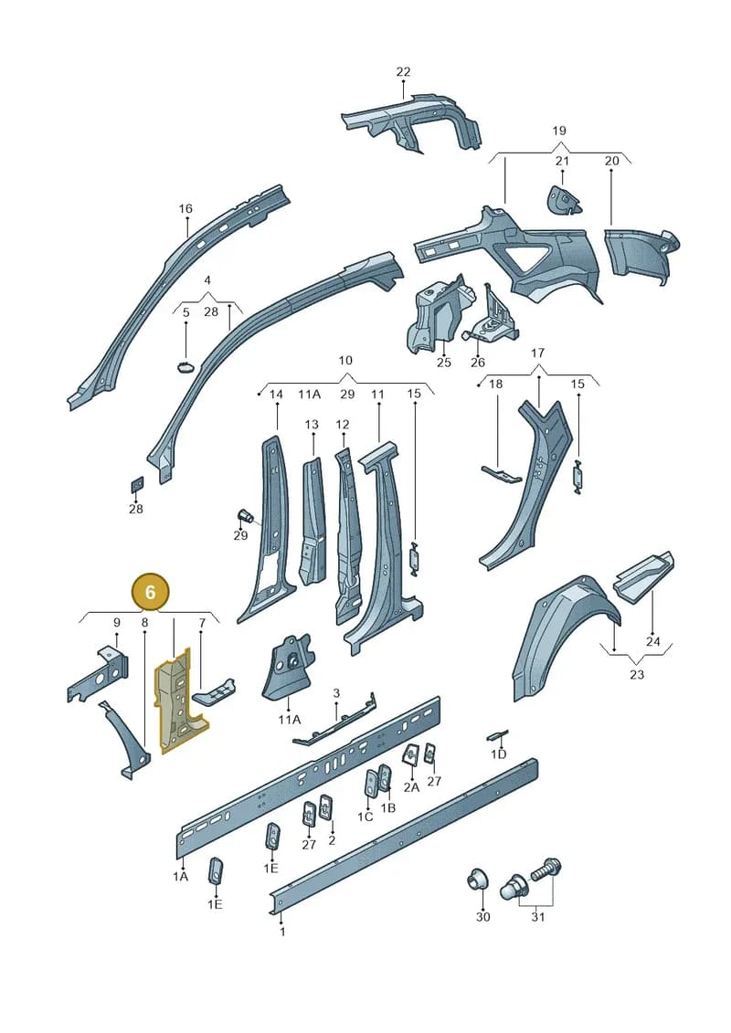 4G8809055A — Audi A7 Sportback (2014-2018) diagram 711809000, position 6