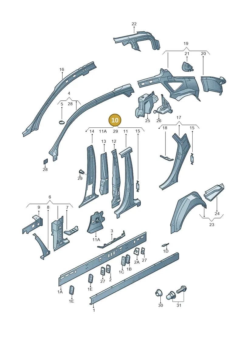 4G8810074G — Audi A7 Sportback (2014-2018) diagram 711809000, position 10