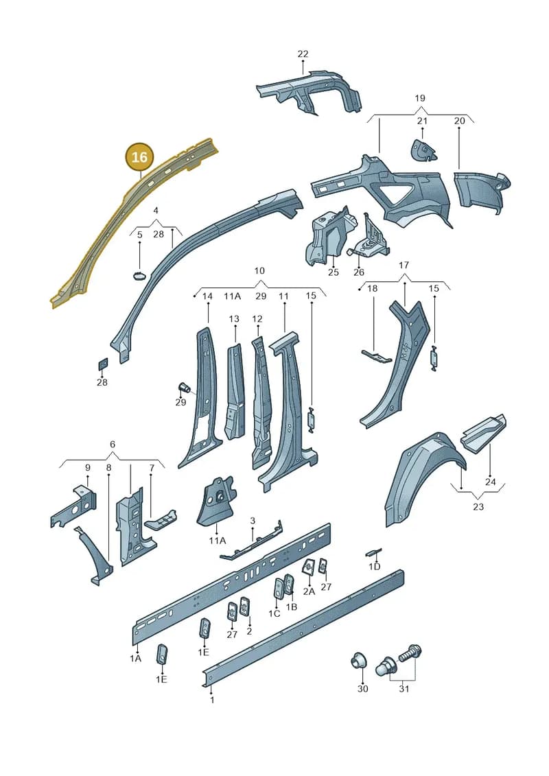 4G8810179 — Audi A7 Sportback (2014-2018) diagram 711809000, position 16