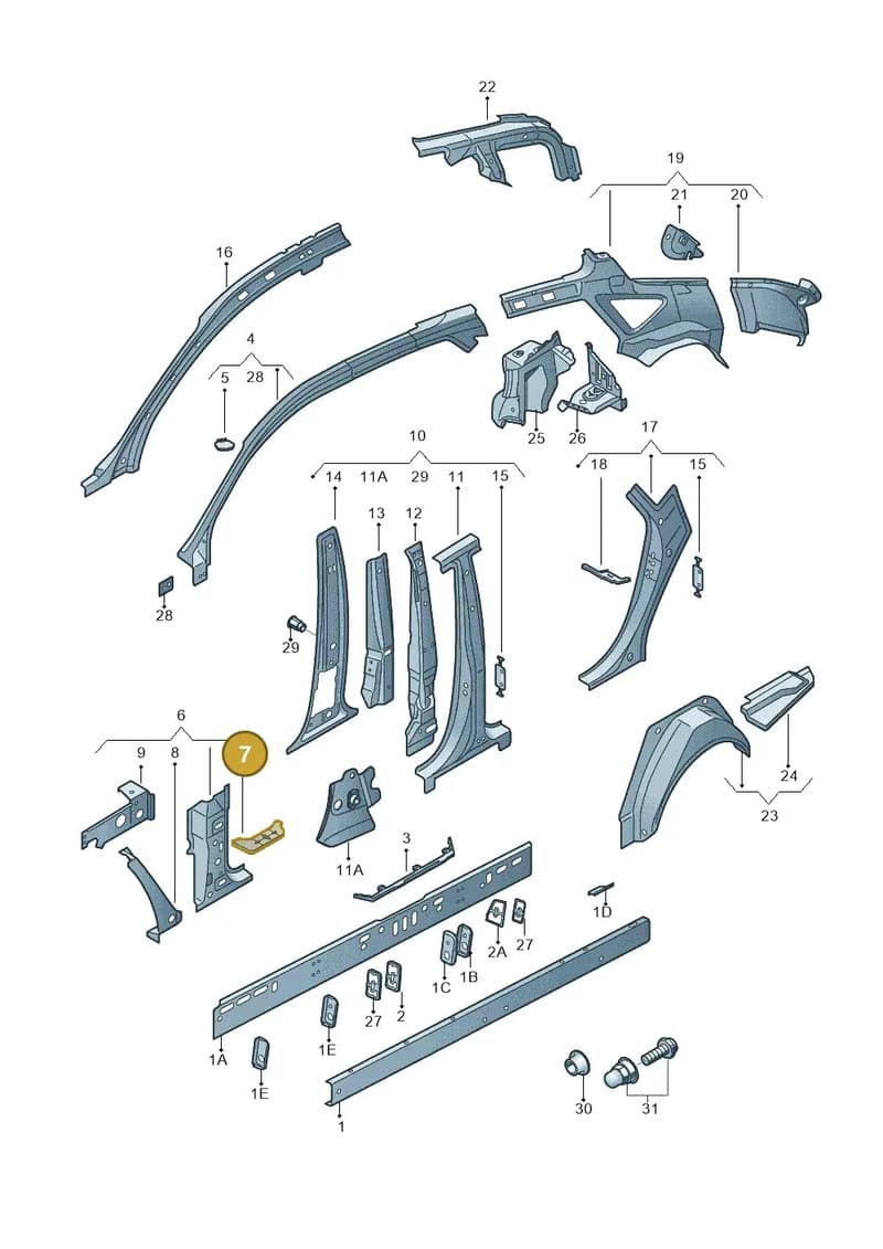 4G8810241 — Audi A7 Sportback (2014-2018) diagram 711809000, position 7