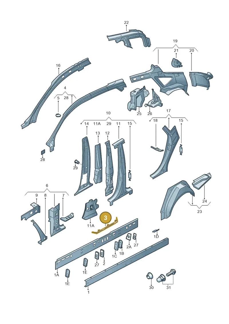 4G8810261 — Audi A7 Sportback (2014-2018) diagram 711809000, position 3