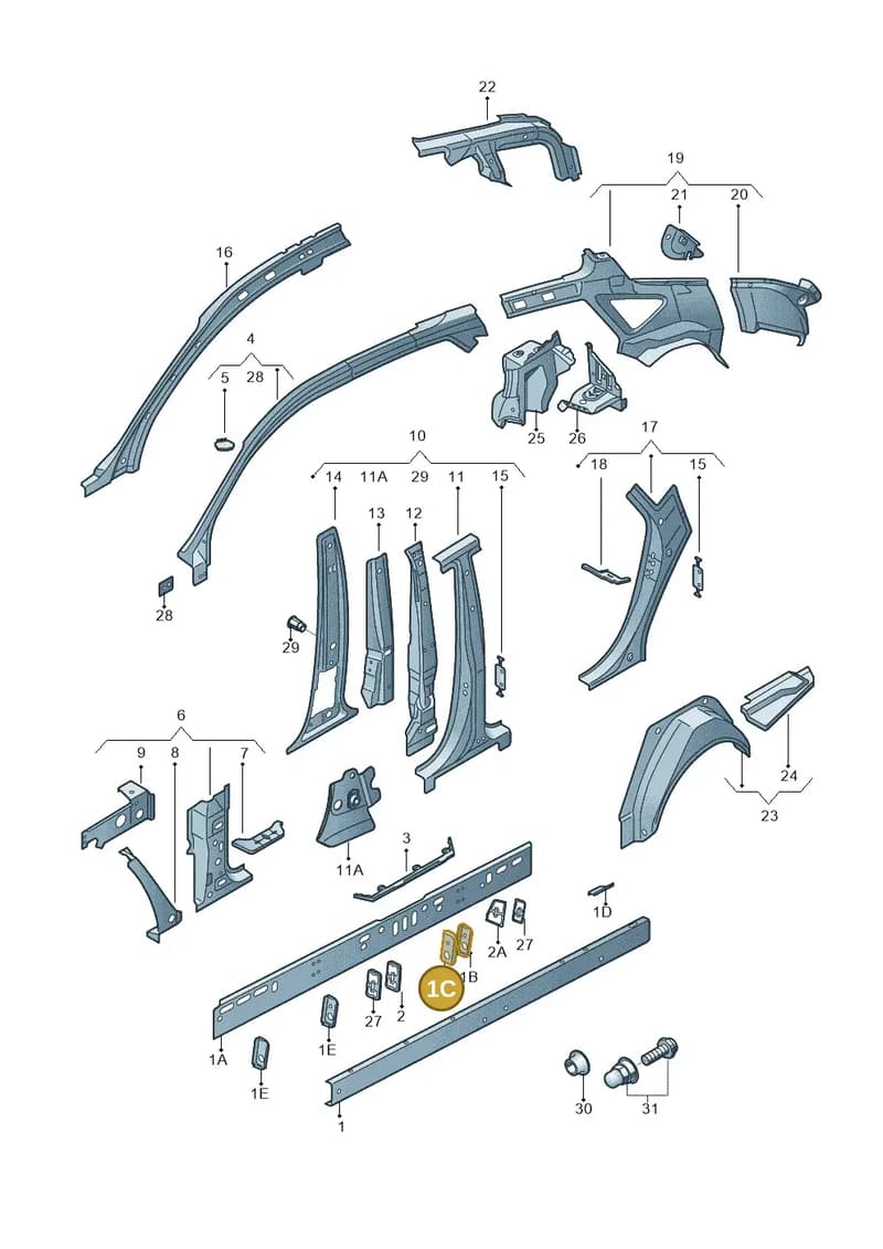 4G8810678 — Audi A7 Sportback (2014-2018) diagram 711809000, position 1C