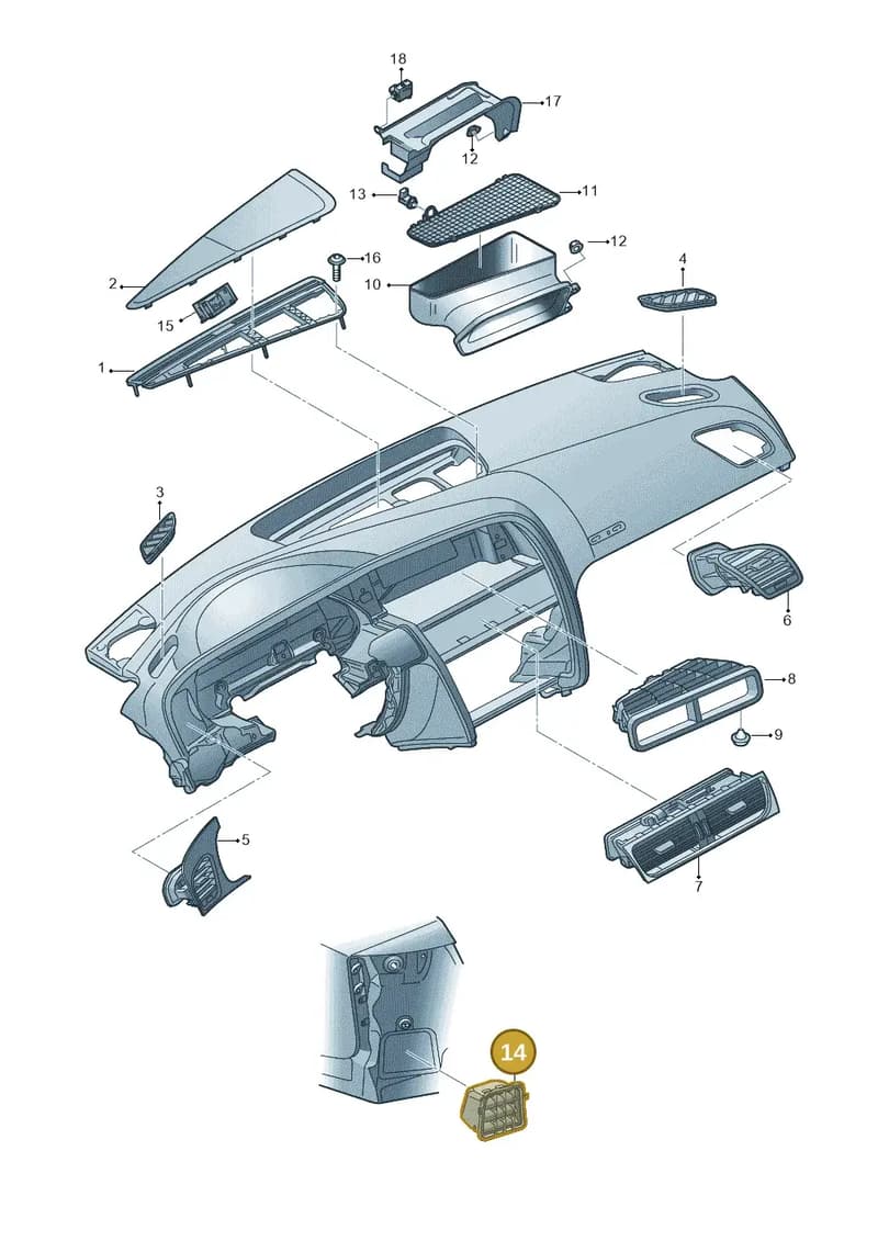 4G8819302 — Audi A7 Sportback (2010-2015) diagram 620819350, position 14