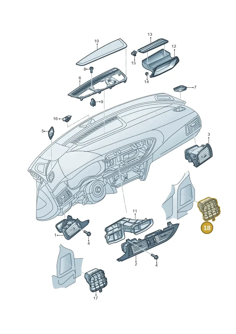 4G8819302 — Audi A7 Sportback (2014-2018) diagram 765819100, position 18