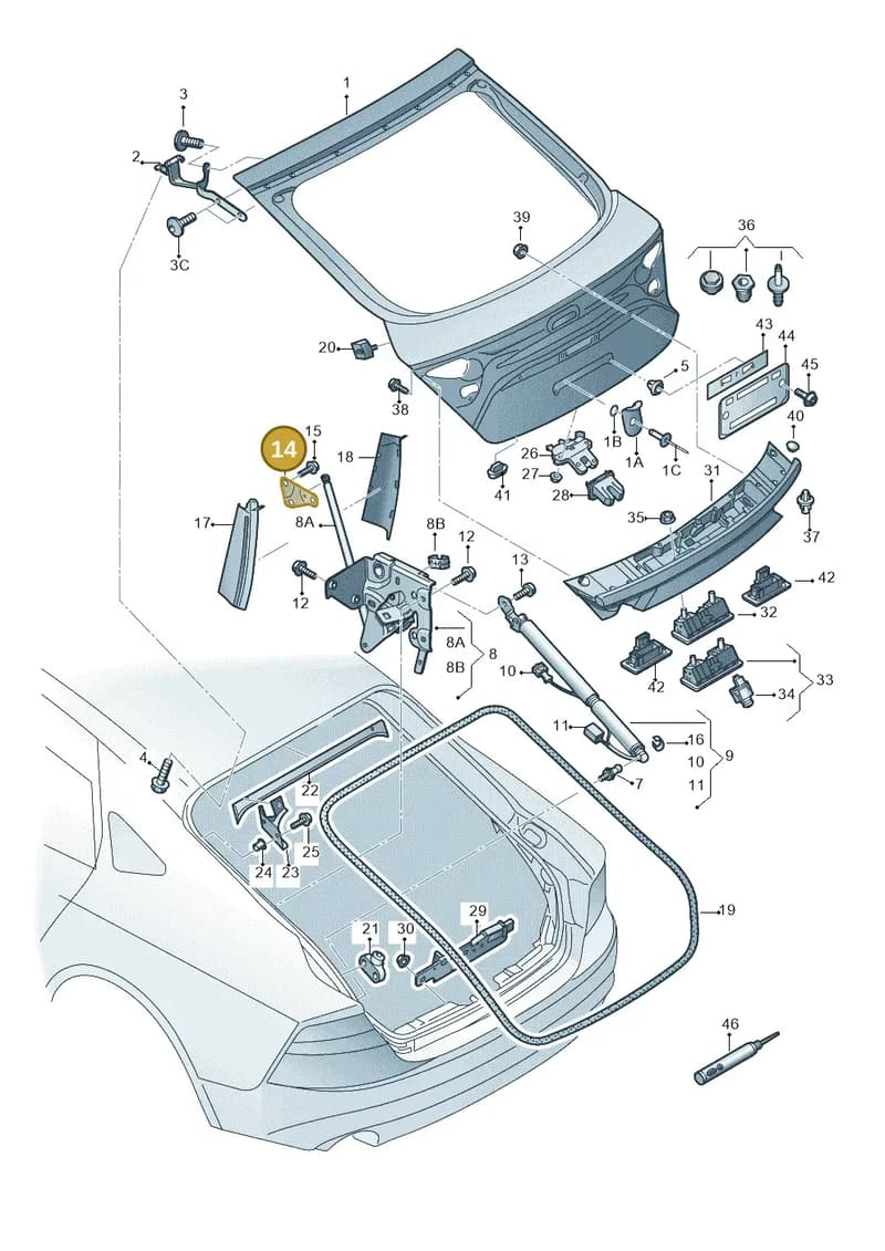 4G8827394A — Audi A7 Sportback (2014-2018) diagram 765827000, position 14