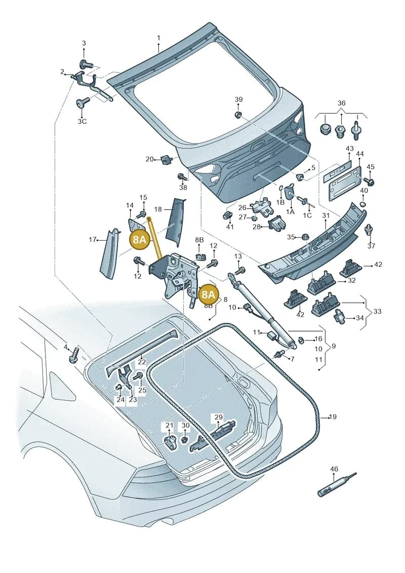 4G8827515B — Audi A7 Sportback (2014-2018) diagram 765827000, position 8A
