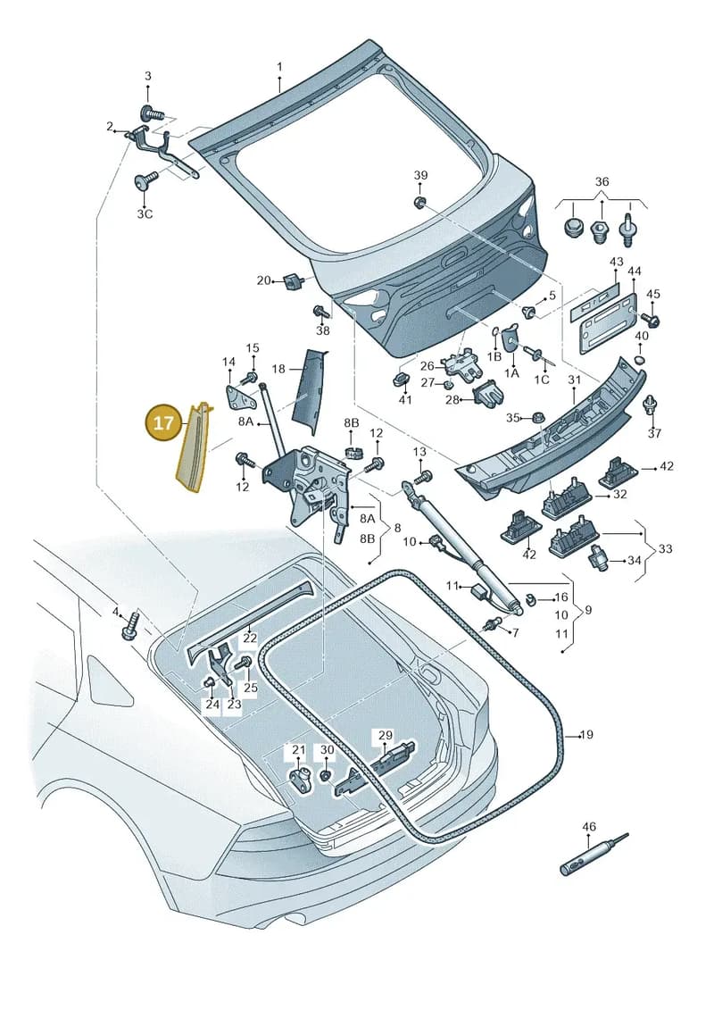 4G8827685A — Audi A7 Sportback (2014-2018) diagram 765827000, position 17