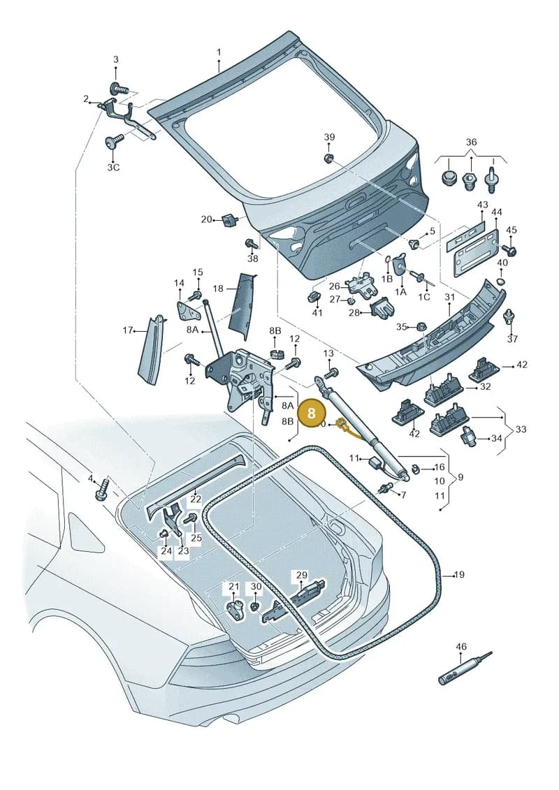 4G8827858S — Audi A7 Sportback (2014-2018) diagram 765827000, position 8