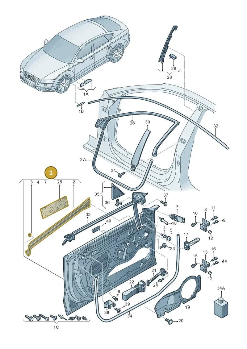4G8831052A — Audi A7 Sportback (2014-2018) diagram 711831100, position 1