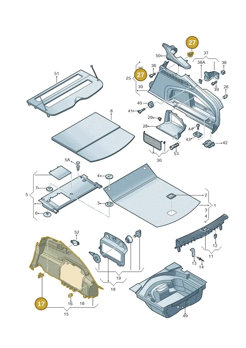 4G8867189 — Audi A7 Sportback (2014-2018) diagram 711863900, position 17+27