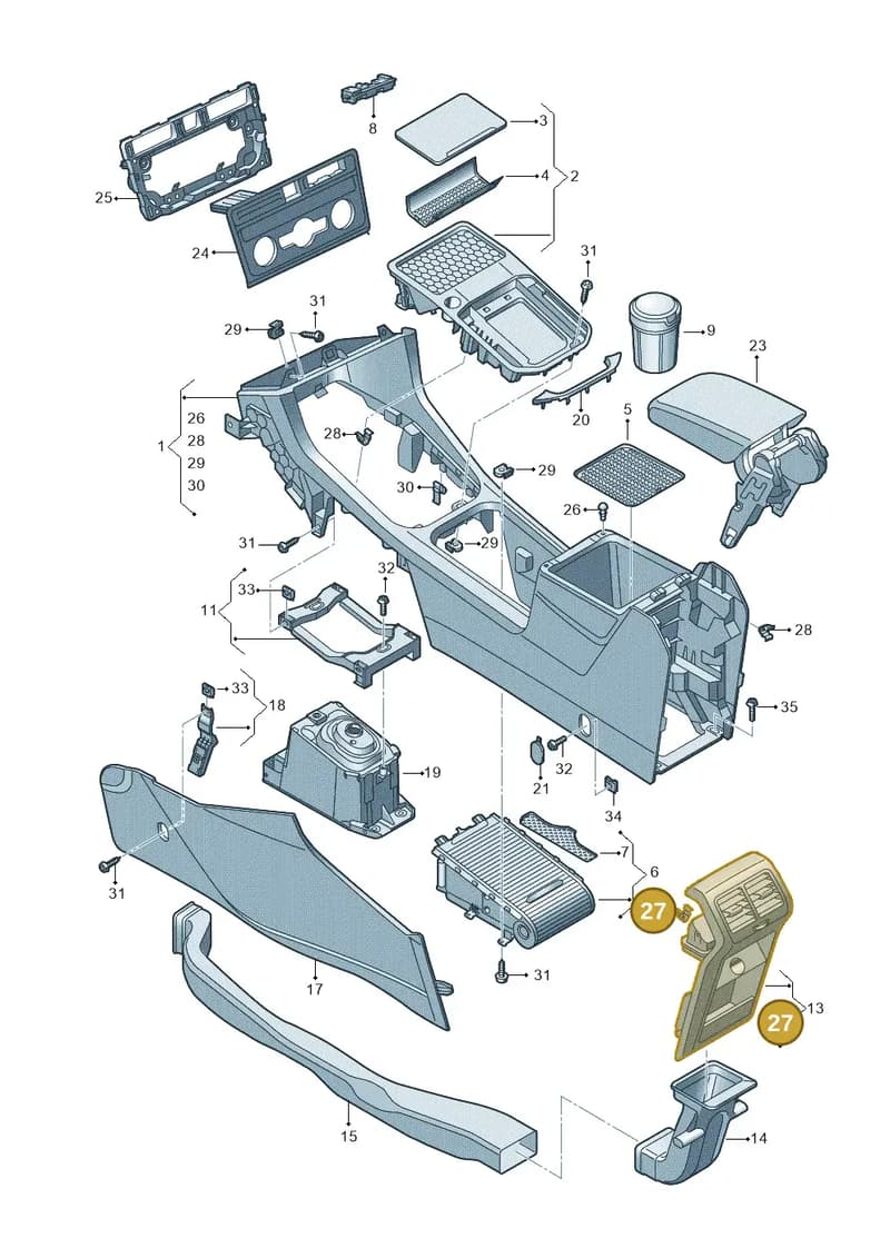 4G8867189 — Volkswagen Golf Sportsvan (2014-2020) diagram 780863050, position 27
