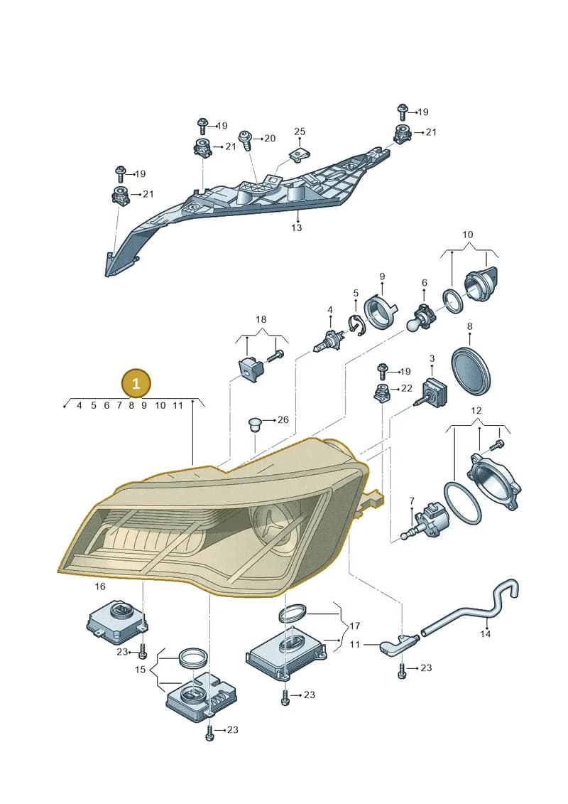 4G8941754 — Audi RS7 Sportback (2013-2018) diagram 711941050, position 1