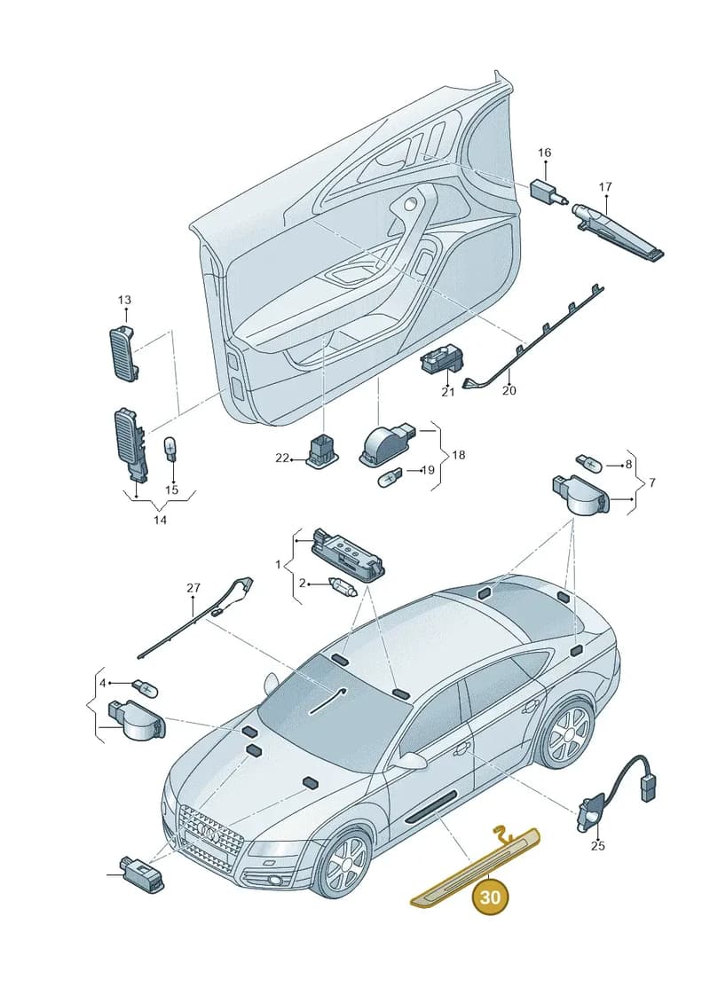 4G8947406D — Audi A7 Sportback (2014-2018) diagram 711947100, position 30